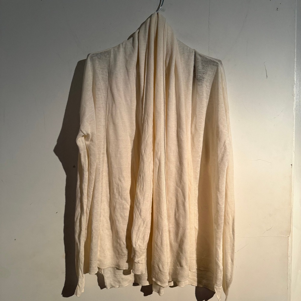 Theory Small Cardigan Line Silk Blend Cream Minimalist Effortless Layering